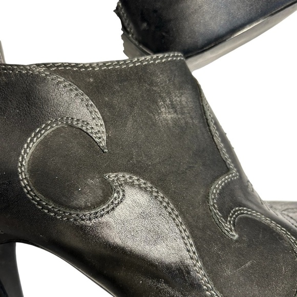 Aldo Western Peep Toe  Leather Suede Spiked Heel Booties Sz 40 - Picture 8 of 12